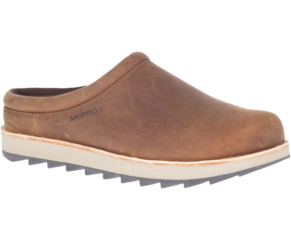 Merrell Slip Ons Męskie Brązowe - Juno Clog Skórzane - 390471-XGY